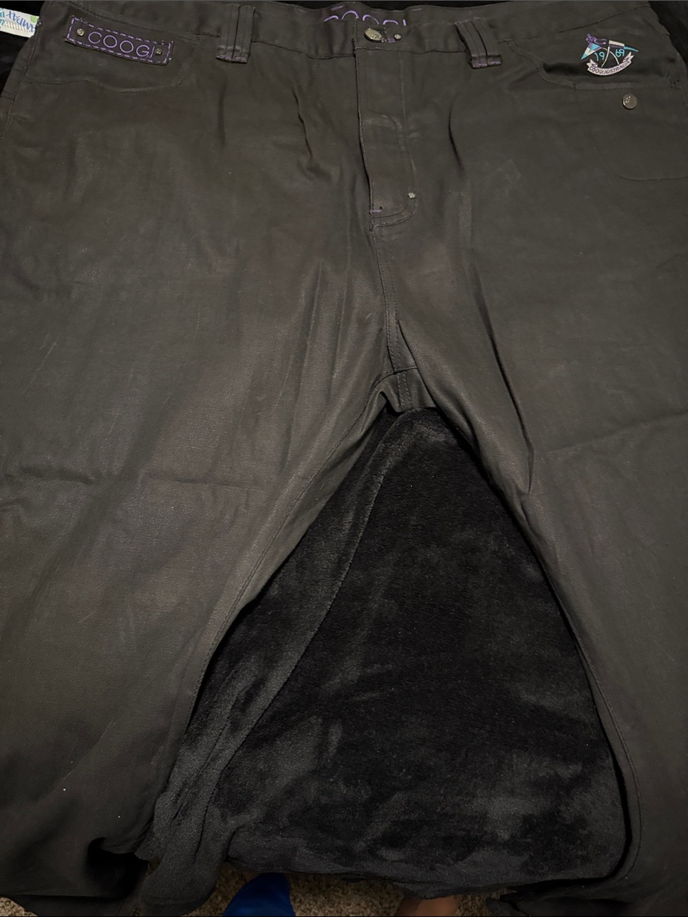 COOGI Men's Cargo Pants in Black with Purple Accents